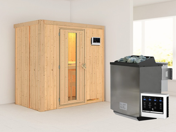 Sauna Systemsauna Variado, inkl. 9 kW Bio-Ofen mit externer Steuerung