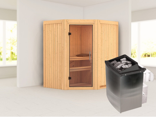 Sauna Systemsauna Taurin, inkl. 9 kW Ofen mit integrierter Steuerung