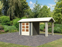 Gartenhaus SET Theres 3 28 mm terragrau inkl. 2,6 m Dachausbauelement