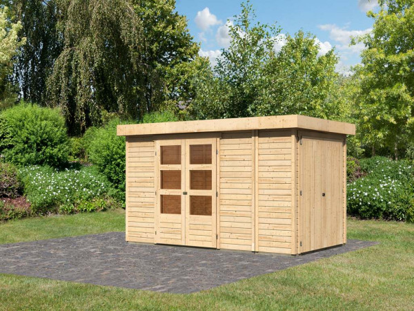 Gartenhaus SET Retola 5 19 mm naturbelassen, inkl. Anbauschrank