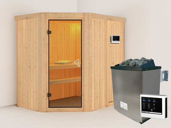 Sauna Systemsauna Carin, inkl. 9 kW Ofen mit externer Steuerung