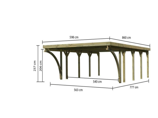 Carport Doppel 3 CLASSIC inkl. 2 Einfahrtsbögen, inkl. 0,5 mm Stahldachplatte