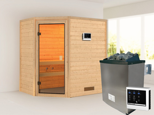 Sauna Massivholzsauna Svea, inkl. 9 kW Ofen mit externer Steuerung