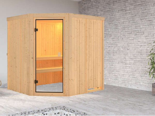 Elementsauna 68 mm Celine 1 SPARSET inkl. 6,8 kW Saunaofen und ext. Steuerung