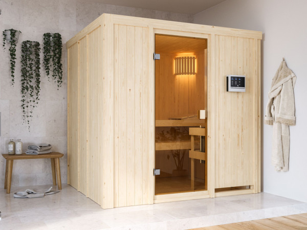 Sauna Elementsauna 68mm Celine 2 SPARSET mit 9 kW Bio-Kombiofen + ext. Steuerung