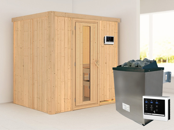 Sauna Systemsauna Bodin, inkl. 9 kW Ofen mit externer Steuerung