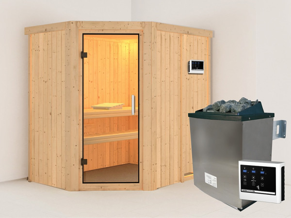 Sauna Systemsauna Carin, inkl. 9 kW Ofen mit externer Steuerung