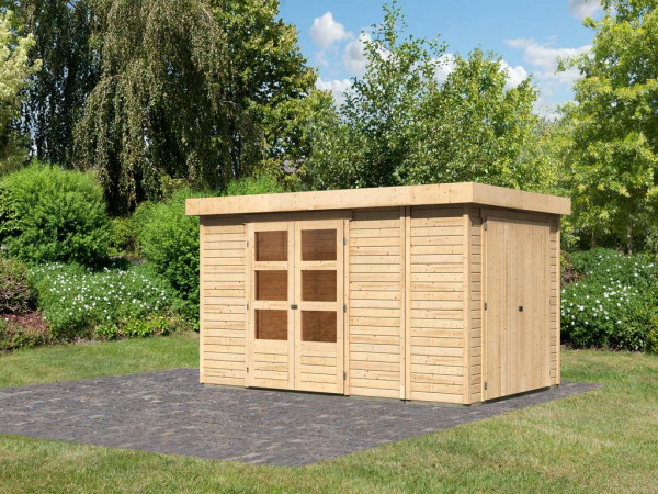 Gartenhaus SET Retola 6 19 mm naturbelassen, inkl. Anbauschrank