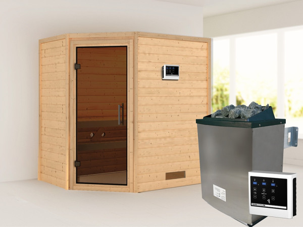 Sauna Massivholzsauna Svea, inkl. 9 kW Ofen mit externer Steuerung