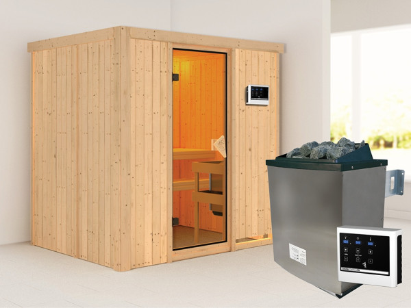 Sauna Systemsauna Bodin, inkl. 9 kW Ofen mit externer Steuerung