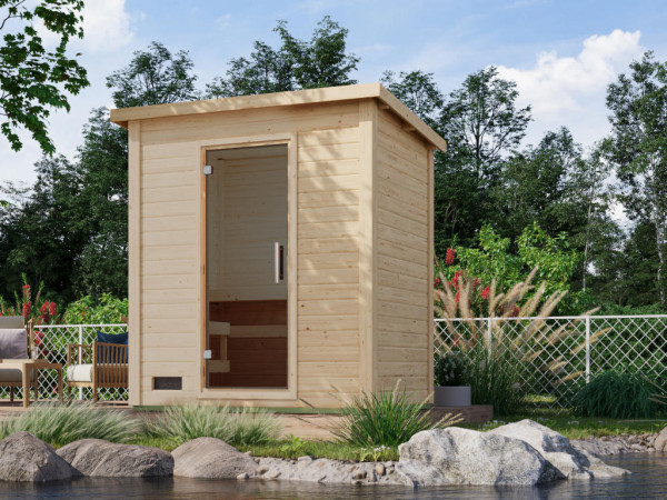 Gartensauna Lene 1 natur SPARSET 9kW BiOfen und ext. Strg