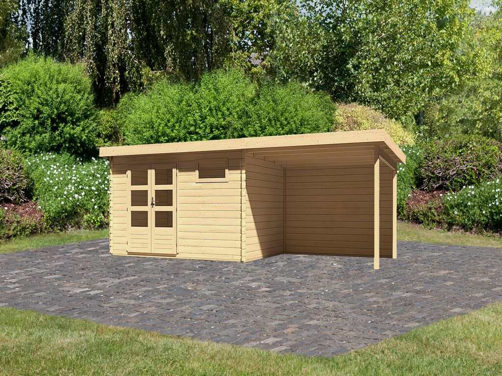 Gartenhaus Blockbohlenhaus SET Bastrup 8 28 Mm Naturbelassen, Inkl. 3 M ...