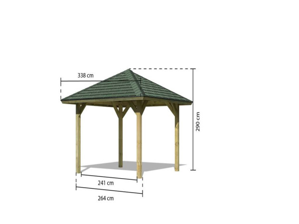 Pavillon Sparset Bergen 1, inkl. Rechteck-Dachschindeln dunkelgrün