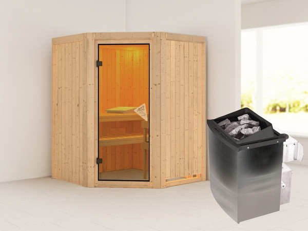 Sauna Systemsauna Larin, inkl. 9 kW Ofen mit integrierter Steuerung