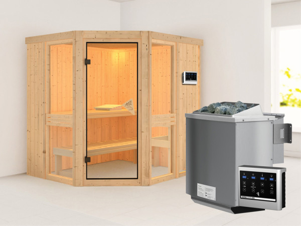 Sauna Systemsauna Amelia 1 inkl. 9 kW Bio-Kombiofen ext. Steuerung