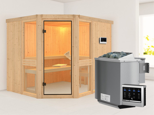 Sauna Systemsauna Amelia 3 inkl. 9 kW Bio-Kombiofen ext. Steuerung